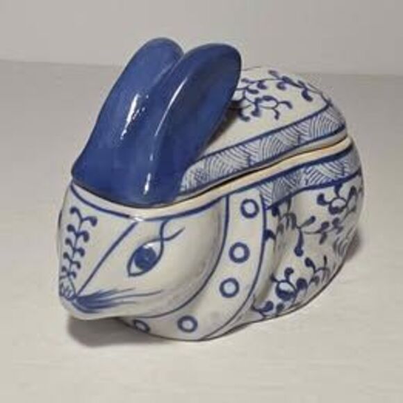Bunny Rabbit Trinket Box Blue - Picture 1 of 8
